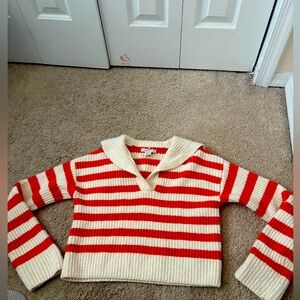Sincerely Jules women’s Orange and white striped sweater size Small.